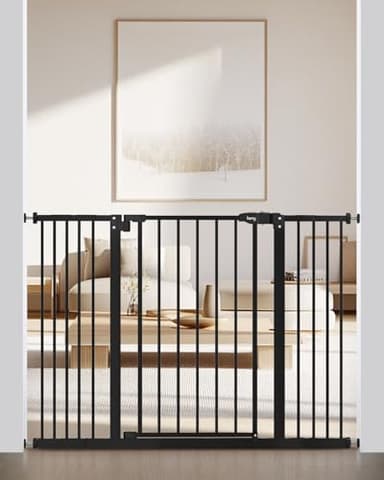 keny 29"-42.7" Baby Gate for Stairs, Auto Close Dog Gate for Doorways, No Drilling Needed, Safety Barrier for Kids and Pets, 30" Tall, Black - Image 1