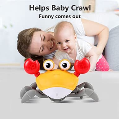 Crawling Crab Baby Toy Gifts: Tummy Time Toys Walking Dancing Cute Essentials Electric Induction Sensory Stuff Moving Babies Crabs with Light Up Music for Toddler Boys Girls Items Interaction Gadgets - Image 4