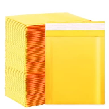 Kraft bubble mailers 6x9 Inch 200 Pack,Self-Sealing Paper Envelopes for Packaging,Strong Adhesion Envelope Mailers, Small Waterproof Cushioned Padded Shipping Bags Yellow #0 - Image 1