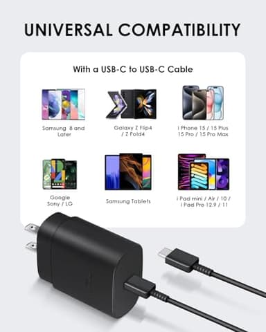2 Pack USB C Charger, 25W Type C Fast Charging with USB-C Charger Cable 6FT Android Phone Charge for Galaxy S24 Ultra/S23+/S22/S21/S20/Phone 16 15 Pro Max 16 15 Plus - Image 7