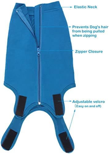 Caslfuca Dog Surgery Recovery Suit - After Spay, Abdominal Wounds Post Surgical Recovery, Anti Licking Breathable Dog Onesies for Small, Medium & Large Pet, Alternative Bandages Cone E-Collar - Image 4