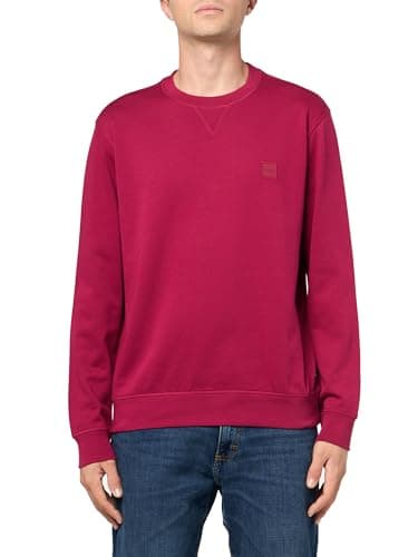 BOSS Patch Logo French Terry Pullover Cotton Sweatshirt, crimson red, XL - Image 1