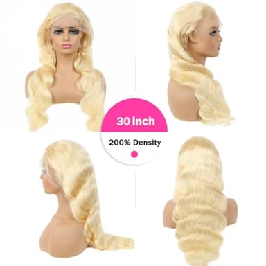 30 Inch 613 Lace Front Wig - Human Hair Body Wave Blonde Wig - 200% Density - Pre Plucked - Glueless With Baby Hair - Image 7