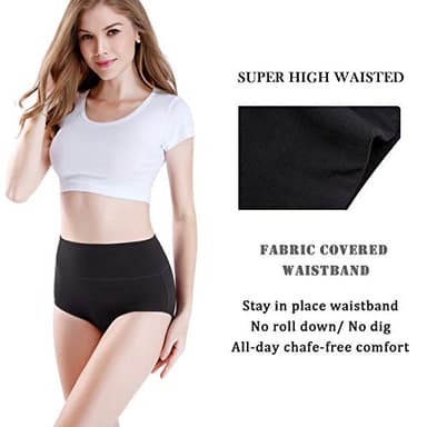 wirarpa Womens Cotton Underwear 4 Pack High Waist Briefs Light Tummy Control Ladies Comfort Stretch Panties Underpants Size XL,Black - Image 2