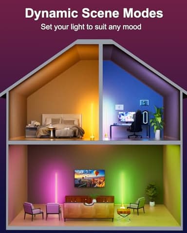 Keepsmile Smart RGB LED Corner Floor Lamp,172 LEDs Bright Standing Lamps for Living Room with APP and Remote,Modern Floor Lamp with Music Sync and 16 Million Colors, Ambient Lighting for Bedroom Gold - Image 3