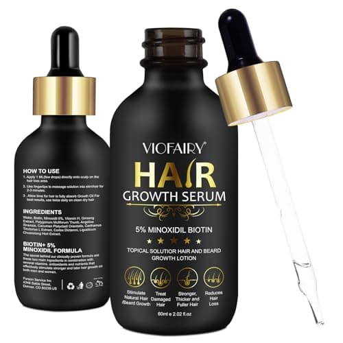 PEFAMNE 5% Minoxidil for Men and Women Hair Growth Oil, Biotin Serum, Hair Regrowth Treatment for Scalp Hair Loss, Natural, for Thicker Longer Fuller Healthier Hair 2.02 oz - Image 1