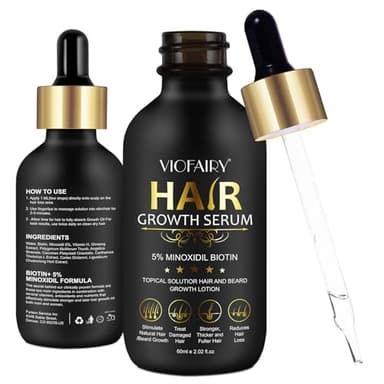 PEFAMNE 5% Minoxidil for Men and Women Hair Growth Oil, Biotin Serum, Hair Regrowth Treatment for Scalp Hair Loss, Natural, for Thicker Longer Fuller Healthier Hair 2.02 oz - Image 1