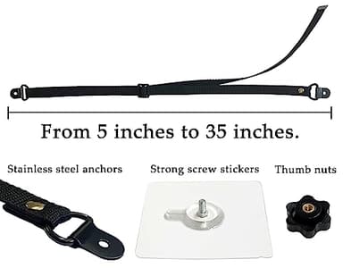 OeckuXIY 2 Pack Adjustable TV Safety Straps, No-Drill Adhesive Anti-Tip Furniture Anchors for Baby Proofing, Flat Screens Fix to Wall,Cabinet,Stand Or Desk, Earthquake Straps - Image 2