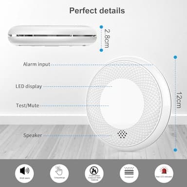 Runidur Fire Alarms Smoke Detectors, Smoke Alarm Battery Operated, 10-Year Product Life, Fire Alarm with Test Button Photoelectric Technology Fire Detectors 6 Pack - Image 4