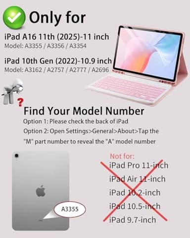 TUNKARMOR for iPad A16 11th / 10th Generation Case with Backlit Keyboard - 7 Color Change for iPad 10th Gen 2022 & 11th Gen 2025 A16 10.9/11 inch Cover - Built-in Pencil Holder with Mouse - Pink - Image 2