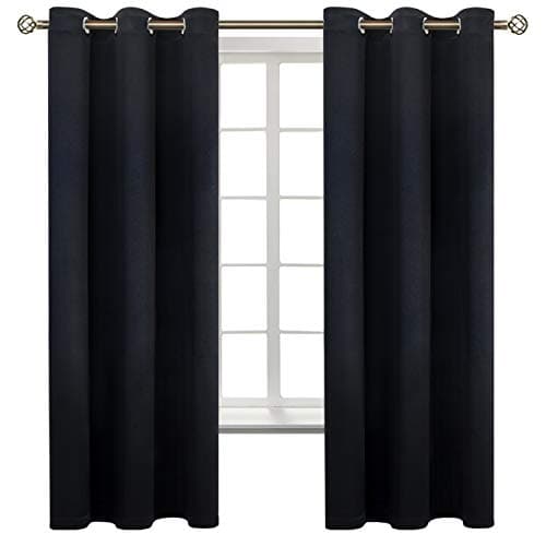 BGment Black Blackout Curtains for Bedroom 63 Inches Long, Black Out Room Darkening Light Blocking Thermal Insulated Grommet Window Drapes for Summer Heat, Each Panel 42 Inch Wide - Image 1