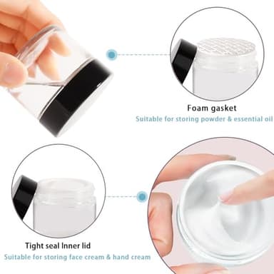 Stellacare 46 pack 2oz Glass Jars Round Empty Cosmetic Containers, Refillable Glass Jars with Lids for Face Creams, Lotions, Powders,Salves Ointments,Potravel Storage - Image 3