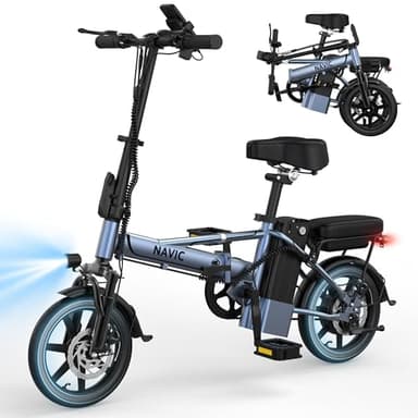 NAVIC Electric Bike for Adults, 750W Peak Folding Ebike, 14" Adults Electric Bicycles with 499.2Wh Removable Battery, 22Mph Max Speed, 40Miles Range, Multi-Shock Absorption, Commuting Mini EBikes,APP - Image 1