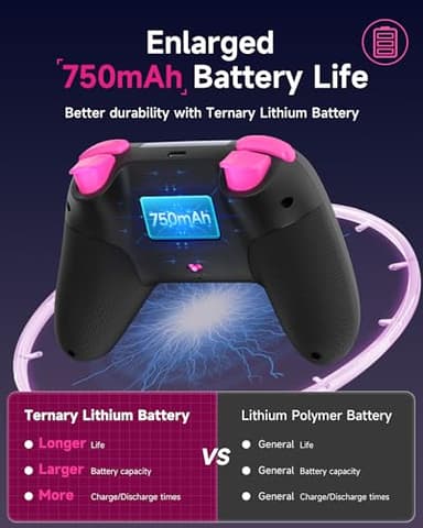 EasySMX X05 2.4g Wireless Gaming Controller for PC/Steam/iPhone/Android/Switch - Bluetooth Controller Gamepad with Hall Effect, RGB Lights and Turbo, Anti-Drift Controller - Image 7