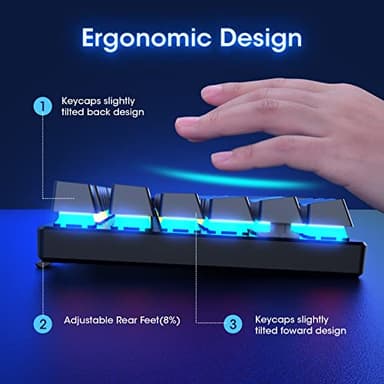 RisoPhy Mechanical Gaming Keyboard, RGB 104 Keys Ultra-Slim LED Backlit USB Wired Keyboard with Blue Switch, Durable Abs Keycaps/Anti-Ghosting/Spill-Resistant Computer Keyboard for PC Mac Xbox Gamer - Image 6