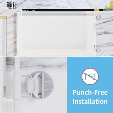 HAMOPY Auto-Lock Retractable Baby Gate Replacement Free-Punch Parts, Original Hardware Set (Including 2 x Latches + 2 x Brackets) Only Fit 55“&71” Auto-Lock Baby Gate(White) - Image 5