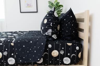 Beddy's Space Theme Durable Zipper Bedding for Kids, Bed in a Bag, Black Sheets and Universe Galaxy Comforter with Stars & Solar System, Includes Pillowcase and Sham, Easy to Make and Wash - Image 2