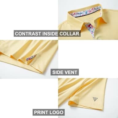 M MAELREG Polo Shirts for Men Short Sleeve Performance Moisture Wicking Quick Dry Casual Collared Men’s Polo Shirts Yellow - Image 4