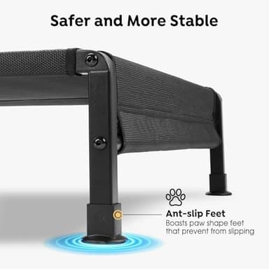 Veehoo Cooling Outdoor Dog Bed, Heavy Duty Elevated Pet Bed with Washable & Breathable Teslin Mesh, Non-Slip Silicon Feet, Dog Cot Bed with Support Hem, 41" x 27", Black, CWC2433 - Image 5
