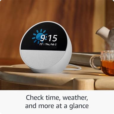 Like-New Amazon Echo Spot (newest model), Great for nightstands, offices and kitchens, Smart alarm clock with Alexa, Black - Image 2