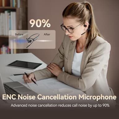 CXK Open Ear Headphones with Mic, Bluetooth Headset with AI Noise Cancellation Microphone Bluetooth 5.3 Air Conduction Headphones Wireless Headset with Mic for Work Call Meeting Driving - Image 3