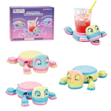 ASDTGOE 3D Printed Funny Turtle Coasters - Colorful Wacky Turtle Coaster Stress Relief Toys, Desktop Decorations for Home, Office, Party, One Piece (Athenian Stone) - Image 1