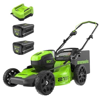 Greenworks 80V 21" Brushless Cordless (Push) Lawn Mower (75+ Compatible Tools), (2) 2.0Ah Batteries and 30 Minute Rapid Charger Included - Image 1