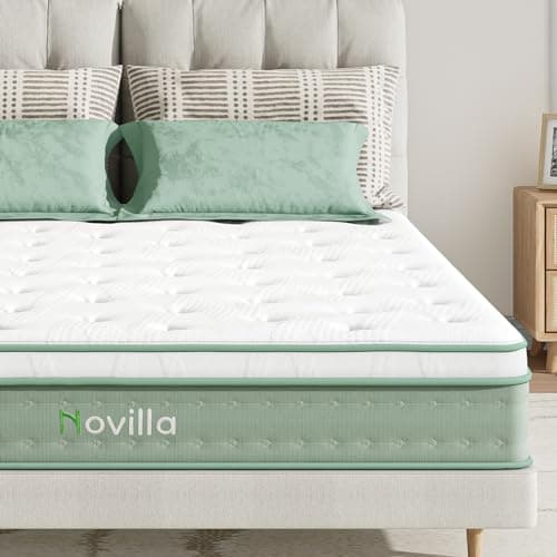 Novilla King Size Mattress, 10 Inch Hybrid Mattress in a Box, Gel Memory Foam & Individually Wrapped Pocket Coils Innerspring for Cozy Sleep, Pillow Top King Mattresses, Medium Firm & Motion Isolation - Image 1