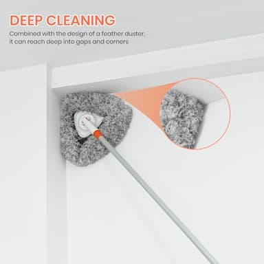 Wall Cleaner Mop with 83.5” Long Handle,Baseboard Cleaner Mop 360°Rotatable Adjustable,Ceiling Duster Tool with 3 Replacement Pads for Walls, Window, Floor - Image 3