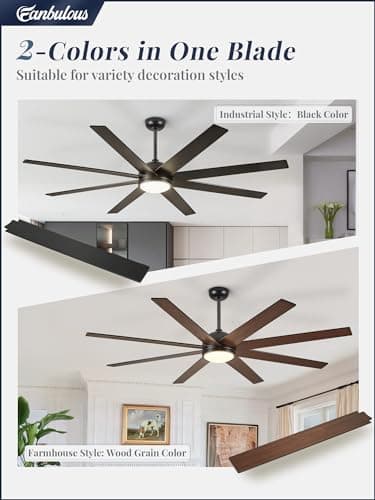 Fanbulous 65 Inch Ceiling Fans with Lights and Remote, Black Indoor/Outdoor Ceiling Fan with Quiet Reversible DC Motor, 6 Speeds, 3CCT, 8 Blades Large Ceiling Fan for Living Room Bedroom Patio - Image 4
