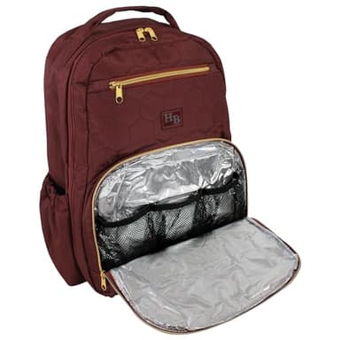 Hudson Baby Unisex Baby Premium Diaper Bag Backpack and Changing Pad, Burgundy, One Size - Image 3
