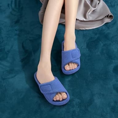 Litfun Women's Orthopedic Slippers with Arch Support Adjustable Open Toe House Shoes for Plantar Fasciitis, Blue 39 - Image 6