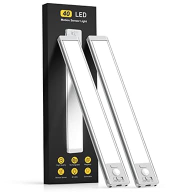 MCGOR 10inch Under Cabinet Lighting, 2 Pack Rechargeable Motion Sensor Light Indoor, 5 Levels Dimmable Magnetic Closet Lights, Wireless Under Counter Lights for Kitchen, Stairs - Image 1