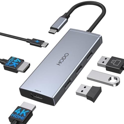HODO Docking Station to Dual HDMI Monitors Adapter USB C to Dual HDMI Adapter 4K 60 Hz for Laptops Docking Station Dual Monitor with PD 3 USB Port Button Compatible for HP Elitebook Dell XPS 13 15 etc - Image 1