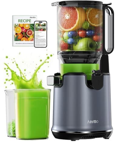 Max5 Juicer Machines,Aeitto Cold Press Juicer with 5.3“ Wide Mouth for Whole Fruits & Vegetables, Professional Slow Masticating Juice Extractor, Self Feeding, Easy to Use, High Juice Yield, Dark Grey - Image 1