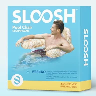 SLOOSH Inflatable Pool Noodle Chair,Pool Floats Chair Adult with Plant Pattern,Floating Water Hammock,Blow up Pool Noodles Rafts for Relaxing Swimming Party Summer Water Beach Lake Fun,Champagne - Image 8