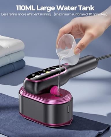 YOZLNFO Travel Steamer for Clothes Portable: 2-in-1 Mini Handheld Garment Steamer Iron - 15s Heat Up & 5 Adjustable Steam - Large Ceramic Panel - 110-120V - Image 6