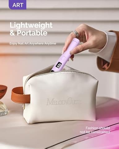 MelodySusie Handheld UV Light for Gel Nails with Stand, Mini Portable Cordless Nail Lamp with LCD Display, Eye-Protective Cover, Flash Curing for Glue, Purple - Image 7