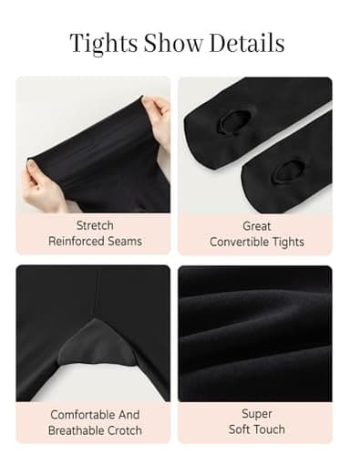 DIPUG Black Ballet Tights for Girls Ultra Soft Convertible Dance Tight for Kids Stockings Size 14 15 16, 1 Pack - Image 5