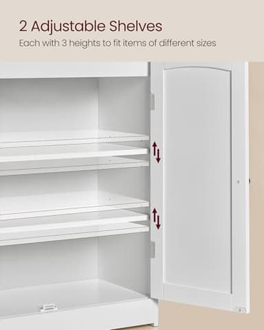 VASAGLE Bathroom Storage Cabinet, Bathroom Floor Cabinet with 2 Doors, 2 Adjustable Shelves, 11.8 x 23.6 x 39.4 Inches, Freestanding, for Dining Room, Kitchen, Living Room, Cloud White UBBC770W01 - Image 6