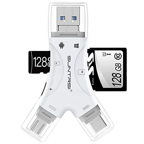 SD Card Reader for iPhone/ipad/Android/Mac/Computer/Camera,4 in1 Micro SD Card Reader Trail Camera Viewer, Portable Memory Card Reader SD Card Adapter for SD and TF Cards(White) - Image 1