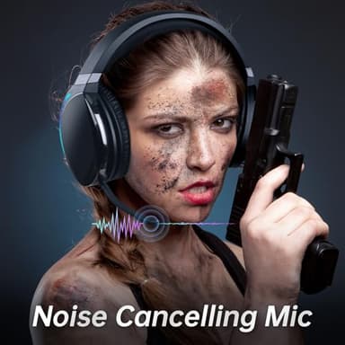 KOFIRE UG-06 Wireless Gaming Headset, 2.4GHz Bluetooth Gaming Headphones with Noise Cancelling Microphone for PS5, PS4, PC, Switch, Mac, RGB Light, Blackwhite - Image 3