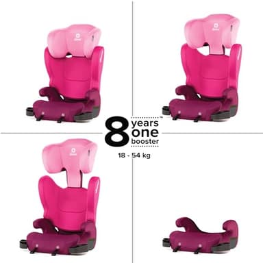 Diono Cambria 2 XL, Dual Latch Connectors, 2-in-1 Belt Positioning Booster Seat, High-Back to Backless Booster, Space and Room to Grow, 7 Headrest Positions, 8 Years 1 Booster Seat, Pink - Image 2