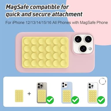 Magnetic Suction Phone Mount for MagSafe Case,Silicone Sticky Phone Grip Holder for iPhone,Removable Hands-Free Selfie/Video for TikTok & Instagram Influencer/Creator (Yellow) - Image 6