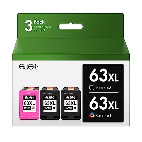 ejet 63XL Ink Cartridge High Yield Replacement for HP 63XL Ink Cartridge Combo Pack 63XL HP63 Work with OfficeJet 3830 4650 5255 Envy 4520 4512 Deskjet 1112 3634 5200 - Image 1