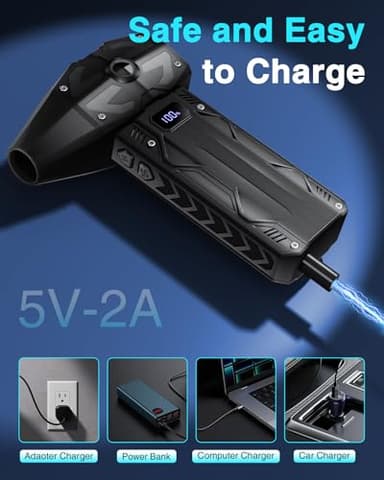 BAOFAON Compressed Air Duster - 4 Gear Adjustable Air Blower,200000RPM Storm Fan Super Powerful Cordless Air Duster with Fast Charging for Computer, Keyboard, Outdoor, Home, and Car - Image 7