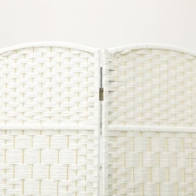 HOMCOM 4 Panel Room Divider, 6' Tall Folding Privacy Screen, Hand-Woven Freestanding Wall Partition for Home Office, Bedroom, White - Image 8