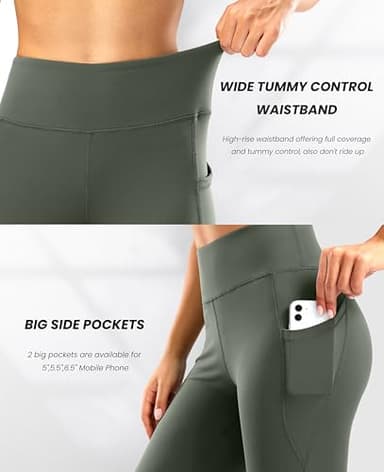 28"/30"/32"/34" Inseam Women's Bootcut Yoga Pants Long Bootleg High-Waisted Flare Pants with Pockets(Sage,28-S) - Image 4