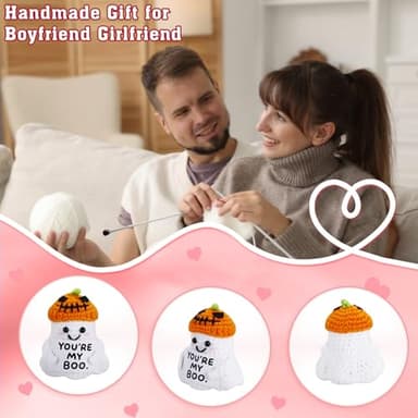 Halloween Boo Basket Stuffers for Women Him Her, Anniversary Birthday Gifts for Boyfriend Girlfriend Husband Wife, You Are My Boo Handmade Positive Crochet Ghost, Romantic I Love You Gift for Couple - Image 3