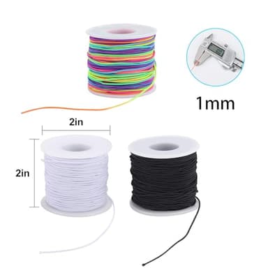 Stretchy String for Bracelets, 3 Rolls 1 mm 495 Feet Sturdy Elastic String Cord for Jewelry Making, Necklaces, Beading and Crafts (1.0mm (Black&Wihte&Rainbow)) - Image 3